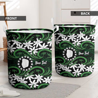 Personalised Cook Islands Mitiaro Laundry Basket Tiare Maori Polynesian Waves Tattoo