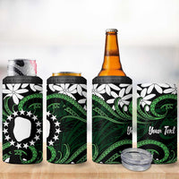 Personalised Cook Islands Mitiaro 4 in 1 Can Cooler Tumbler Tiare Maori Polynesian Waves Tattoo