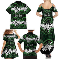 Personalised Cook Islands Mitiaro Family Matching Summer Maxi Dress and Hawaiian Shirt Tiare Maori Polynesian Waves Tattoo LT14 - Polynesian Pride