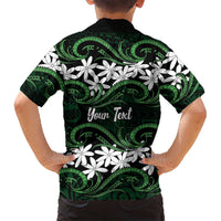 Personalised Cook Islands Mitiaro Kid Hawaiian Shirt Tiare Maori Polynesian Waves Tattoo