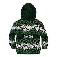 Personalised Cook Islands Mitiaro Kid Hoodie Tiare Maori Polynesian Waves Tattoo