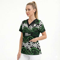 Personalised Cook Islands Mitiaro Scrub Top Tiare Maori Polynesian Waves Tattoo