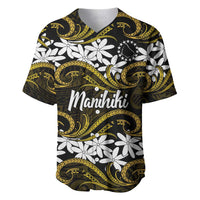 Personalised Cook Islands Manihiki Baseball Jersey Tiare Maori Polynesian Waves Tattoo