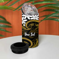 Personalised Cook Islands Manihiki 4 in 1 Can Cooler Tumbler Tiare Maori Polynesian Waves Tattoo