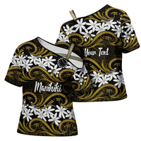 Personalised Cook Islands Manihiki Cross Shoulder Shirt Tiare Maori Polynesian Waves Tattoo