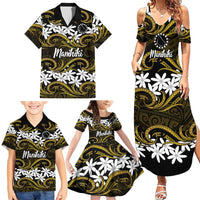 Personalised Cook Islands Manihiki Family Matching Summer Maxi Dress and Hawaiian Shirt Tiare Maori Polynesian Waves Tattoo LT14 - Polynesian Pride