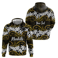 Personalised Cook Islands Manihiki Hoodie Tiare Maori Polynesian Waves Tattoo