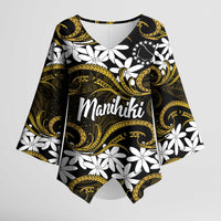 Personalised Cook Islands Manihiki Kimono Sleeve Blouse Tiare Maori Polynesian Waves Tattoo LT14 Female Gold - Polynesian Pride
