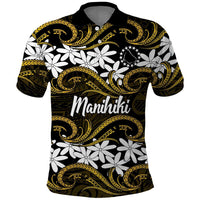 Personalised Cook Islands Manihiki Polo Shirt Tiare Maori Polynesian Waves Tattoo