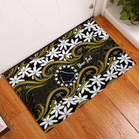 Personalised Cook Islands Manihiki Rubber Doormat Tiare Maori Polynesian Waves Tattoo