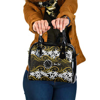 Personalised Cook Islands Manihiki Shoulder Handbag Tiare Maori Polynesian Waves Tattoo