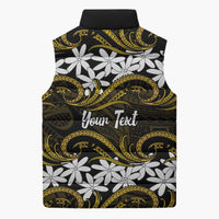 Personalised Cook Islands Manihiki Sleeveless Puffer Jacket Tiare Maori Polynesian Waves Tattoo LT14 - Polynesian Pride