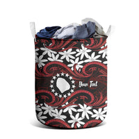 Personalised Cook Islands Atiu Enuamanu Laundry Basket Tiare Maori Polynesian Waves Tattoo