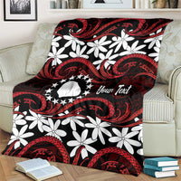 Personalised Cook Islands Atiu Enuamanu Blanket Tiare Maori Polynesian Waves Tattoo