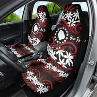 Personalised Cook Islands Atiu Enuamanu Car Seat Cover Tiare Maori Polynesian Waves Tattoo