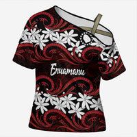 Personalised Cook Islands Atiu Enuamanu Cross Shoulder Shirt Tiare Maori Polynesian Waves Tattoo