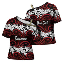 Personalised Cook Islands Atiu Enuamanu Cross Shoulder Shirt Tiare Maori Polynesian Waves Tattoo