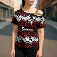 Personalised Cook Islands Atiu Enuamanu Cross Shoulder Shirt Tiare Maori Polynesian Waves Tattoo