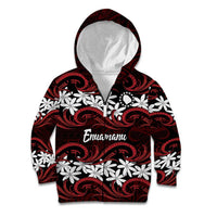 Personalised Cook Islands Atiu Enuamanu Kid Hoodie Tiare Maori Polynesian Waves Tattoo
