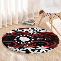 Personalised Cook Islands Atiu Enuamanu Round Carpet Tiare Maori Polynesian Waves Tattoo