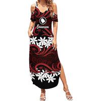 Personalised Cook Islands Atiu Enuamanu Summer Maxi Dress Tiare Maori Polynesian Waves Tattoo