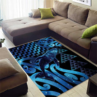Humpback Whale Matariki New Zealand Area Rug NZ Maori Paikea Poutama Luxury Blue
