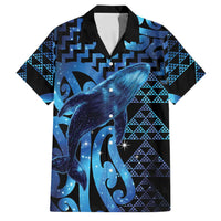 Humpback Whale Matariki New Zealand Family Matching Off Shoulder Short Dress and Hawaiian Shirt NZ Maori Paikea Poutama Luxury Blue LT14 Dad's Shirt - Short Sleeve Blue - Polynesian Pride