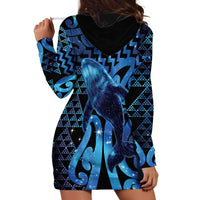 Humpback Whale Matariki New Zealand Hoodie Dress NZ Maori Paikea Poutama Luxury Blue LT14 - Polynesian Pride