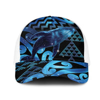Humpback Whale Matariki New Zealand Mesh Trucker Cap NZ Maori Paikea Poutama Luxury Blue LT14 One Size White Blue - Polynesian Pride