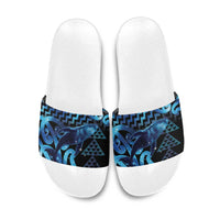 Humpback Whale Matariki New Zealand Slide Sandals NZ Maori Paikea Poutama Luxury Blue