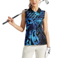 Humpback Whale Matariki New Zealand Women Sleeveless Polo Shirt NZ Maori Paikea Poutama Luxury Blue LT14 - Polynesian Pride