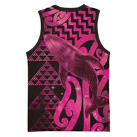 Humpback Whale Matariki New Zealand Basketball Jersey NZ Maori Paikea Poutama Luxury Pink LT14 - Polynesian Pride