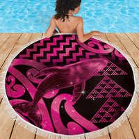 Humpback Whale Matariki New Zealand Beach Blanket NZ Maori Paikea Poutama Luxury Pink
