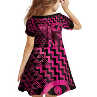 Humpback Whale Matariki New Zealand Kid Short Sleeve Dress NZ Maori Paikea Poutama Luxury Pink LT14 - Polynesian Pride