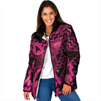 Humpback Whale Matariki New Zealand Padded Jacket NZ Maori Paikea Poutama Luxury Pink
