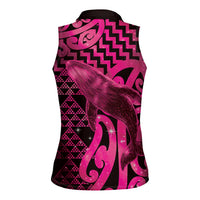 Humpback Whale Matariki New Zealand Women Sleeveless Polo Shirt NZ Maori Paikea Poutama Luxury Pink LT14 - Polynesian Pride