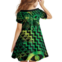 Humpback Whale Matariki New Zealand Family Matching Long Sleeve Bodycon Dress and Hawaiian Shirt NZ Maori Paikea Poutama Luxury Green LT14 - Polynesian Pride