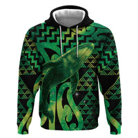 Humpback Whale Matariki New Zealand Hoodie NZ Maori Paikea Poutama Luxury Green LT14 Pullover Hoodie Green - Polynesian Pride
