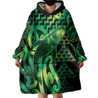Humpback Whale Matariki New Zealand Wearable Blanket Hoodie NZ Maori Paikea Poutama Luxury Green LT14 - Polynesian Pride