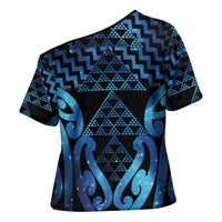 Taniko Motifs Matariki New Zealand Cross Shoulder Shirt NZ Niho Taniwha Poutama