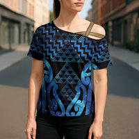 Taniko Motifs Matariki New Zealand Cross Shoulder Shirt NZ Niho Taniwha Poutama