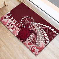 Cook Islands Mangaia Gospel Day Rubber Doormat Polynesian Art With Sea Turtle
