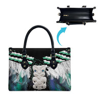 Aotearoa Korowai Motif Leather Bag Hei Tiki Poutama Maori Pattern - Polynesian Pride