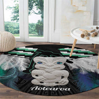 Aotearoa Korowai Motif Round Carpet Hei Tiki Poutama Maori Pattern LT14 - Polynesian Pride