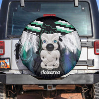 Aotearoa Korowai Motif Spare Tire Cover Hei Tiki Poutama Maori Pattern