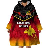 Papua New Guinea Rugby Wearable Blanket Hoodie PNG Hunters Polynesian Black LT14 - Polynesian Pride
