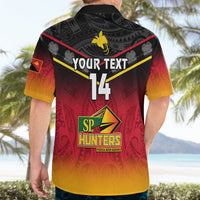 Personalised Papua New Guinea Rugby Hawaiian Shirt PNG Hunters Polynesian Black LT14 - Polynesian Pride