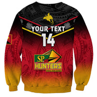 Personalised Papua New Guinea Rugby Sweatshirt PNG Hunters Polynesian Black LT14 - Polynesian Pride