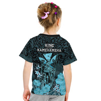 Polynesian Pride King Kamehameha Day Hawaii Kid T Shirt Polynesia Tribal Kanaka And Hibiscus Turquoise LT14 - Polynesian Pride