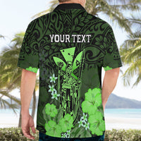 Personalised King Kamehameha Day Hawaii Hawaiian Shirt Polynesia Tribal Kanaka And Hibiscus Green LT14 - Polynesian Pride